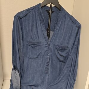 Blue Button-Up Denim Shirt